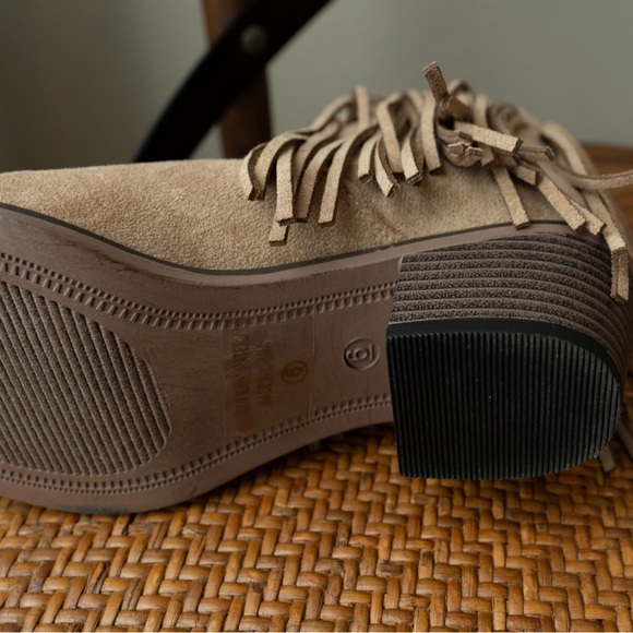 Tan Faux Suede Fringe Boots - Size 6 - Picture 9 of 13